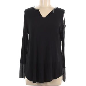 Jet John Eshaya Black Ribbed Cold Shoulder Top M/L